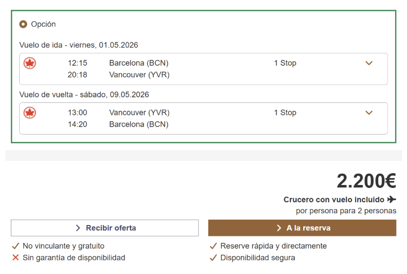 Nuevo Motor de Reservas con Cruceros, Vuelos y Traslados