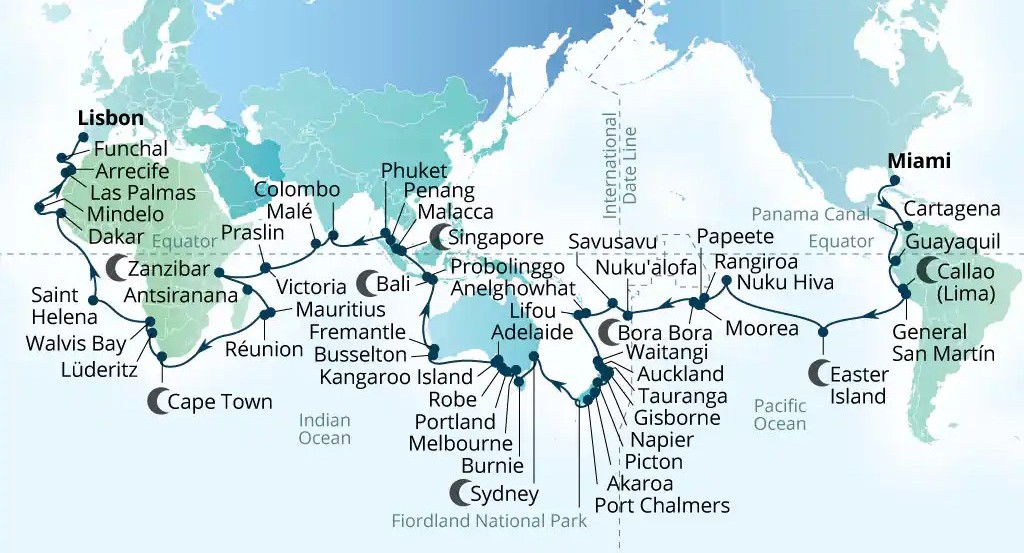 Seabourn presenta su Vuelta al Mundo 2029